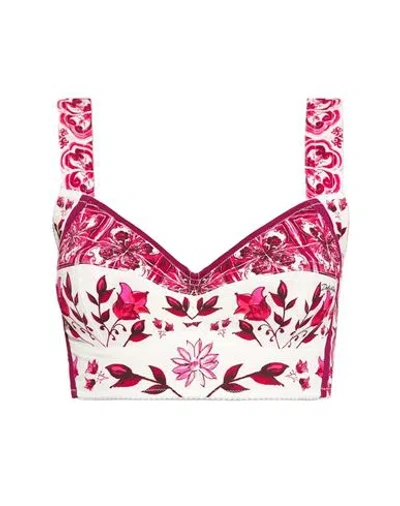 Dolce & Gabbana Majolica Print Cropped Top In Pink