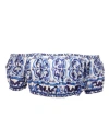 Dolce & Gabbana Off-the-shoulder Printed Popline Crop Top In Fantasy