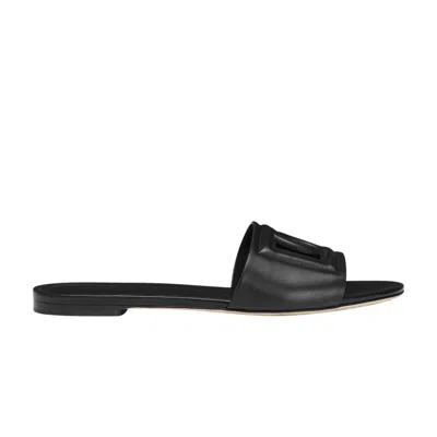 Pre-owned Dolce & Gabbana Wmns Calfskin Slide Sandal 'millennials Logo - Black' | Women's Size