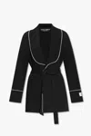 Dolce & Gabbana Dolce&gabbana Kim Piped Stretch Wool Pajama Jacket In Nero