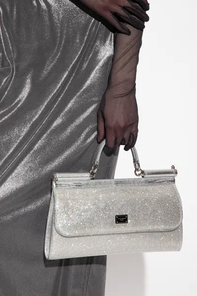 Dolce & Gabbana Kim  Rhinestone Sicily Bag In Silver