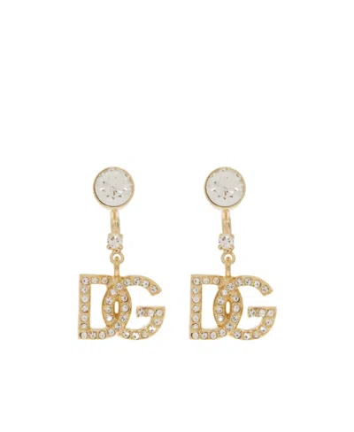 Dolce & Gabbana Dolce Gld Crystl Dg Drop Erng In Yellow