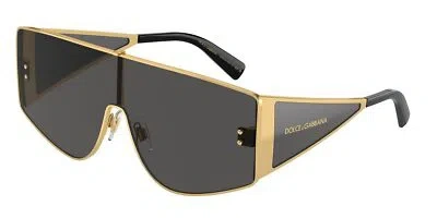 Pre-owned Dolce & Gabbana Dolce N Gabbana Dg2305 02 87 Gold Dark Grey 44 Mm Men's Sunglasses In Gray