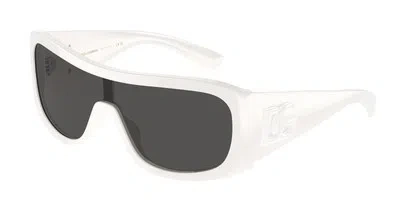 Pre-owned Dolce & Gabbana Dolce N Gabbana Dg4454 331287 White Dark Grey 30 Mm Men's Sunglasses In Gray