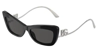 Pre-owned Dolce & Gabbana Dolce N Gabbana Dg4467b 501 87 Black Dark Grey 55 Mm Women's Sunglasses In Gray