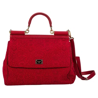 Pre-owned Dolce & Gabbana Dolce New Large Red Macrame' Bag