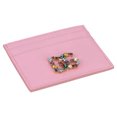 Pre-owned Dolce & Gabbana Dolce New Pink Jeweled Cc Wallet