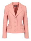 Dolce & Gabbana Single-breasted Pink Wool Jacket In Rose