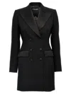 Dolce & Gabbana Long Double-breasted Dolce Tuxedo Jacket In Stretch Wool In Black