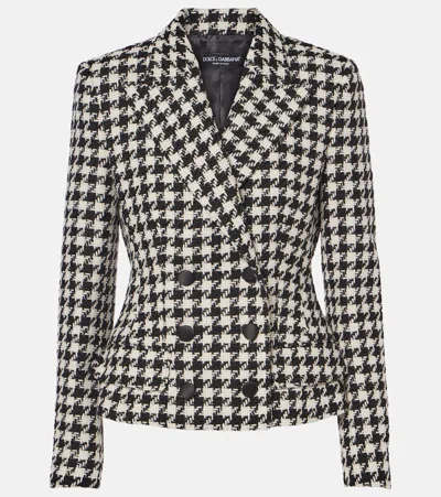 Dolce & Gabbana Pied De Poule Wool Dolce Jacket In Black