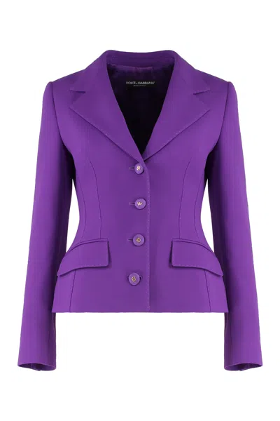 Dolce & Gabbana Dolce Wool Crepe Jacket In Purple