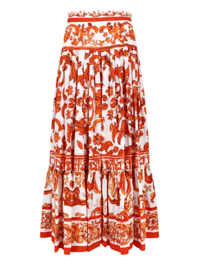 Dolce & Gabbana Dolce-inspired Printed Cotton Skirt For Women In Multi