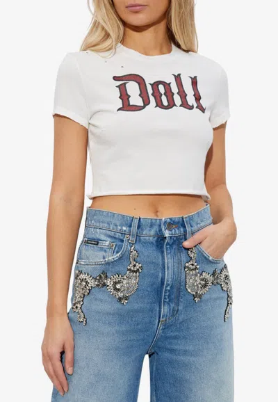 Dolce & Gabbana Doll 85 Print Cropped T-shirt In White