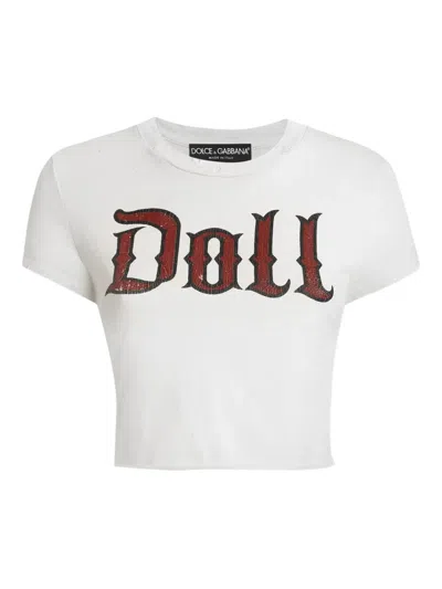 DOLCE & GABBANA DOLL-PRINT CROP TOP