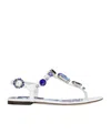 Dolce & Gabbana Woman Thong Sandal White Size 6.5 Calfskin, Crystal In White