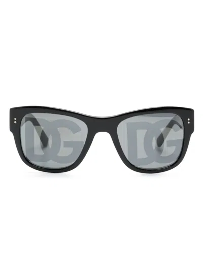 Dolce & Gabbana Domenico Logo-print Tinted Sunglasses In Black