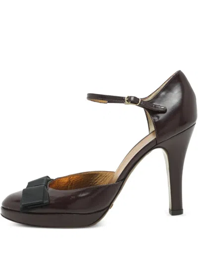 Pre-owned Dolce & Gabbana D'orsay Bow-detail Leather Pumps In Red