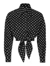 Dolce & Gabbana Poplin Dots Front Knot Shirt In Negro