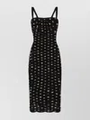 Dolce & Gabbana Polka Dot Print Draped Tulle Midi Dress