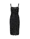 Dolce & Gabbana Polka Dot Print Draped Tulle Midi Dress In Black