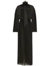 Dolce & Gabbana Long Silk Dress Polka Dot Print In Black