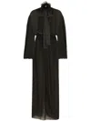 Dolce & Gabbana Long Silk Dress Polka Dot Print In Black