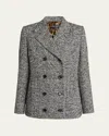Dolce & Gabbana Dotted Wool-blend Double-breasted Blazer In Gray
