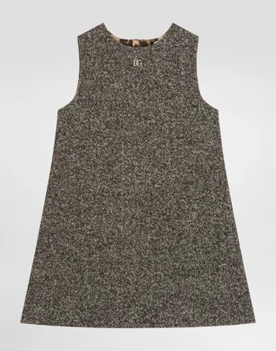 Dolce & Gabbana Dotted Wool Blend Dress In Multi