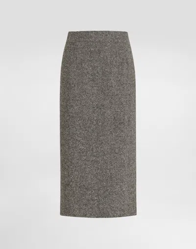 DOLCE & GABBANA DOTTED WOOL SKIRT