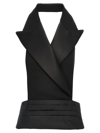 Dolce & Gabbana Double-breasted Bare Back Vest In Black