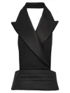 Dolce & Gabbana Black Double-breasted Vest With Rear Cut-out In Silk And Wool Woman In Black