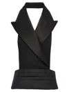 Dolce & Gabbana Black Double-breasted Vest With Rear Cut-out In Silk And Wool Woman