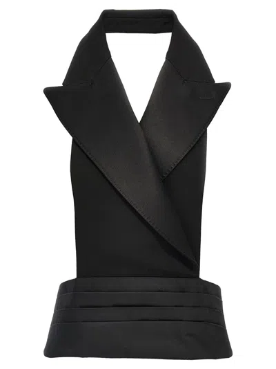 Dolce & Gabbana Double-breasted Bare Back Vest In Black