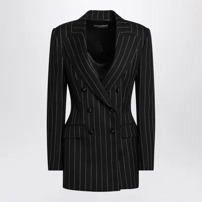 Dolce & Gabbana Dolce&gabbana Double-breasted Black Pinstriped Jacket Women
