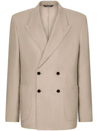 Dolce & Gabbana Double-breasted Blazer In Nude