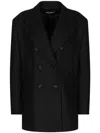 Dolce & Gabbana Oversize Double-breasted Wool Baize Jacket In Black