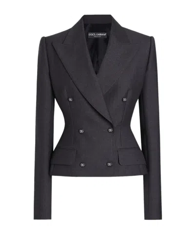 Dolce & Gabbana Women Dolce Double-breasted Jacket With Dg Logo Buttons In Black