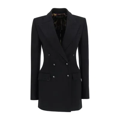 Dolce & Gabbana Double-breasted Blazer Jacket In Black