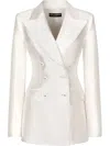 Dolce & Gabbana Double Breasted Blazer Structured Shoulders Silk In White