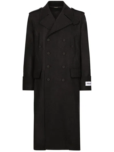 Dolce & Gabbana Double Breasted Buttoned Coat In Grey
