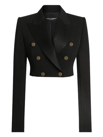 Dolce & Gabbana Double-breasted Buttoned Jacket In Black