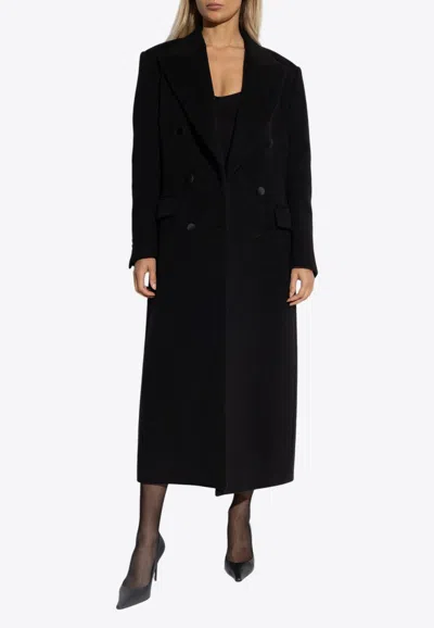 Dolce & Gabbana Double-breasted Cashmere Coat In Black