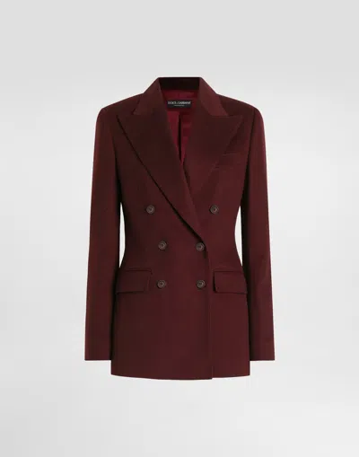 Dolce & Gabbana Double-breasted Cashmere Jacket In Burgundy