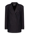 Dolce & Gabbana Double-breasted Silk And Cotton Denim Taormina-fit Jacket In Black