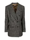 Dolce & Gabbana Women Grey Double-breasted Jacket With Peak Revers In Wool Blend Woman