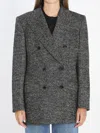 Dolce & Gabbana Double-breasted Herringbone Jacket With Animal Print Lining Clothing In Gray