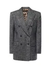 Dolce & Gabbana Women Grey Double-breasted Jacket With Peak Revers In Wool Blend Woman In Gray