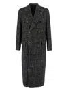 Dolce & Gabbana Double-breasted Long Coat Side Pockets In Gray