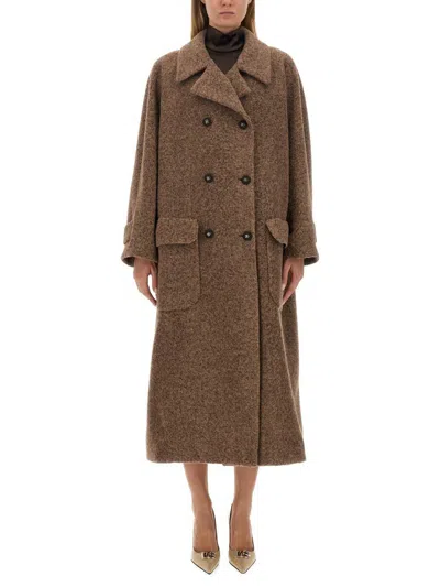 Dolce & Gabbana Notched-lapels Button-down Coat In Beige
