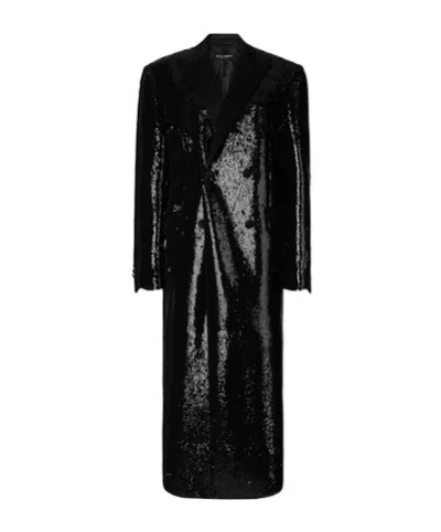 Dolce & Gabbana Double Breasted Coat In Black